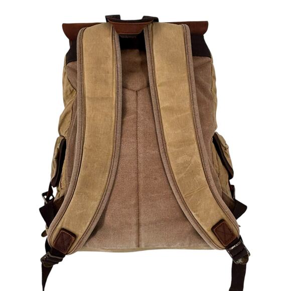 Vintage Waxed Canvas Leather Back Pack Utility Streetwear Commuter Gorpcore - Picture 2 of 16